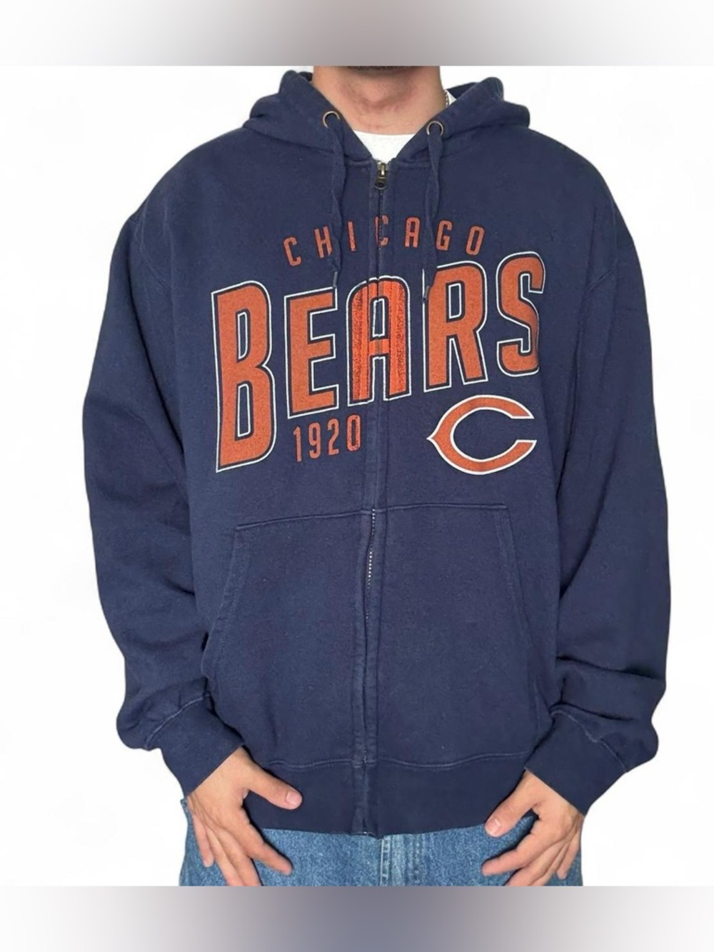 NFL Team Apparel Chicago Bears Full Zip Hoodie Jacket Size Large Sports Football